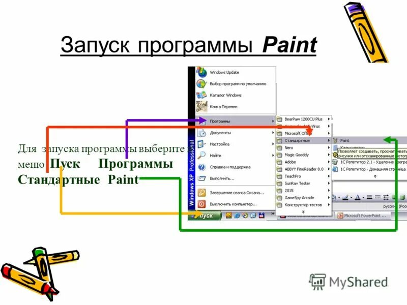 Какая команда запускает paint. Алгоритм запуска программы Paint в ОС Windows. Запуск программы Paint. Составить алгоритм запуска программы Paint. . Запуск приложения Paint».