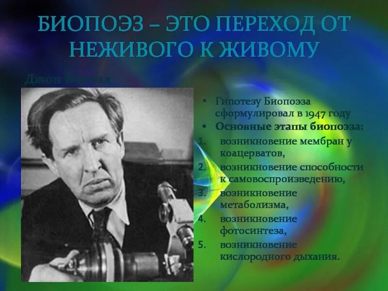 Переход от неживого к живому. Джон Десмонд Бернал биопоэз. Гипотеза биопоэза Джона Бернала. Бернал возникновение жизни. Теория биопоэза Дж Бернала.