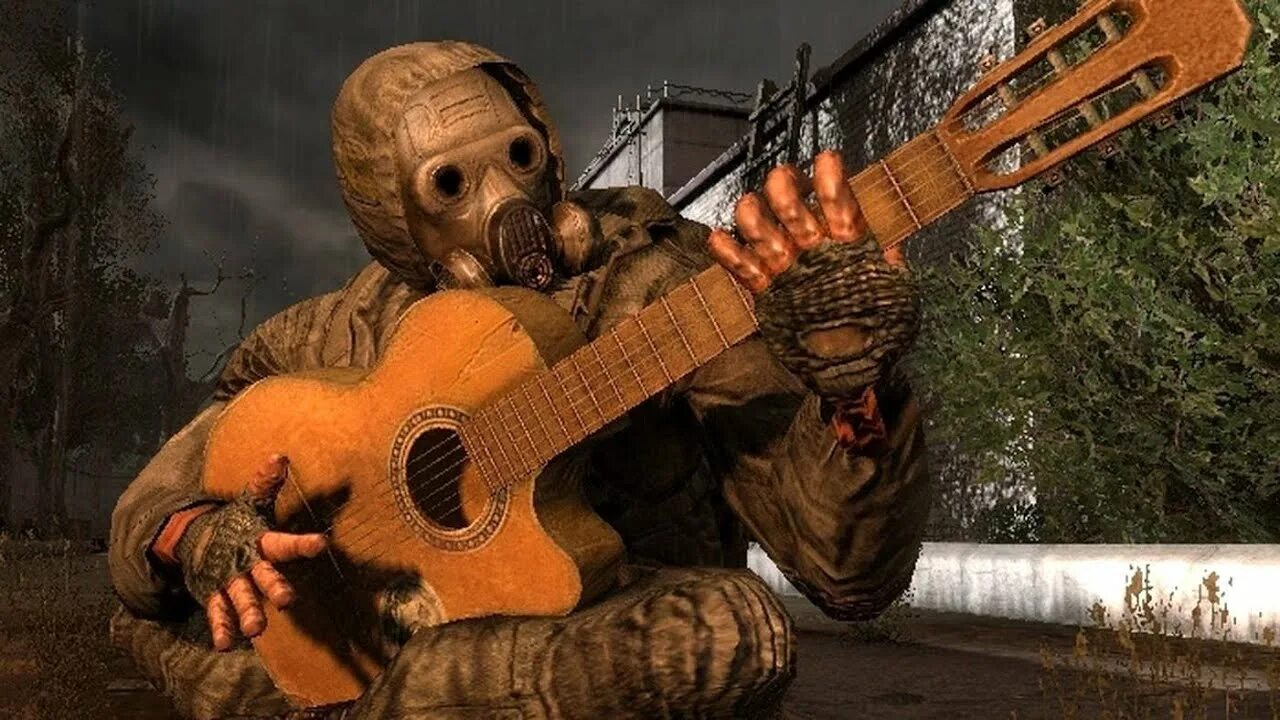 Гитарист из сталкера. Сталкер с гитарой арт. E. Сталкер играет на гитаре. S.