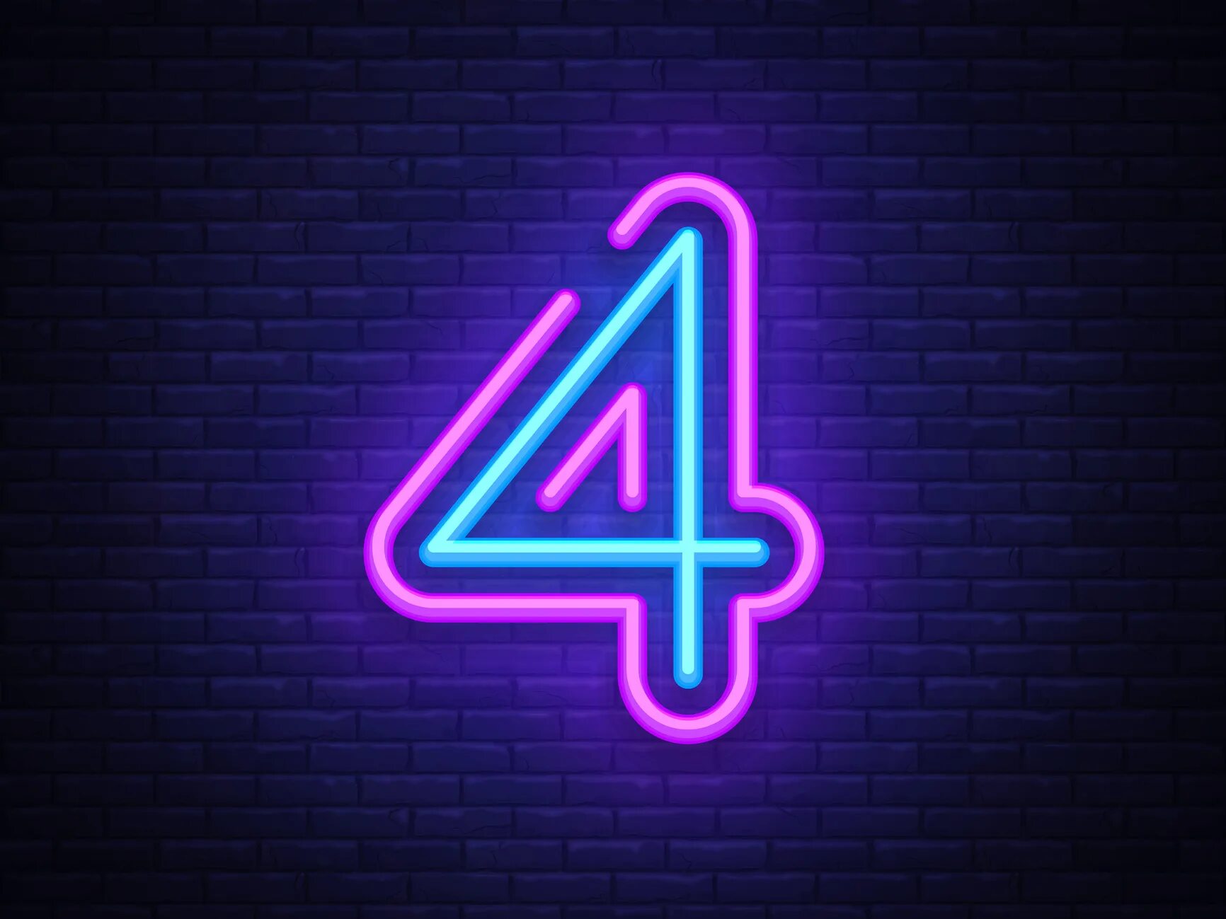 7 4 изображение. Неоновая цифра 4. Номер четыре неоновая. Неоновая вывеска номер четыре. Неоновая вывеска цифры.