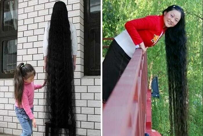 Ксие Квипингт из Китая. Самые длинные волосы в мире. Самые длинные волосы Гиннесса. Самые длинные волосы в мире рекорд.