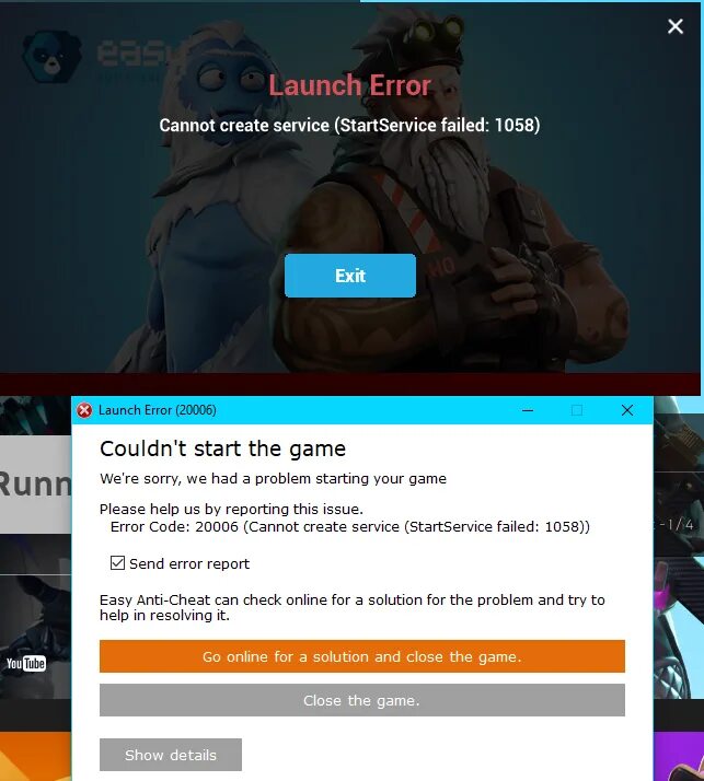Cannot create service. Фортнайт error code 14. ошибка аимсан cannot create. cannot launch. error cdo constructor failed to find фортнайт.
