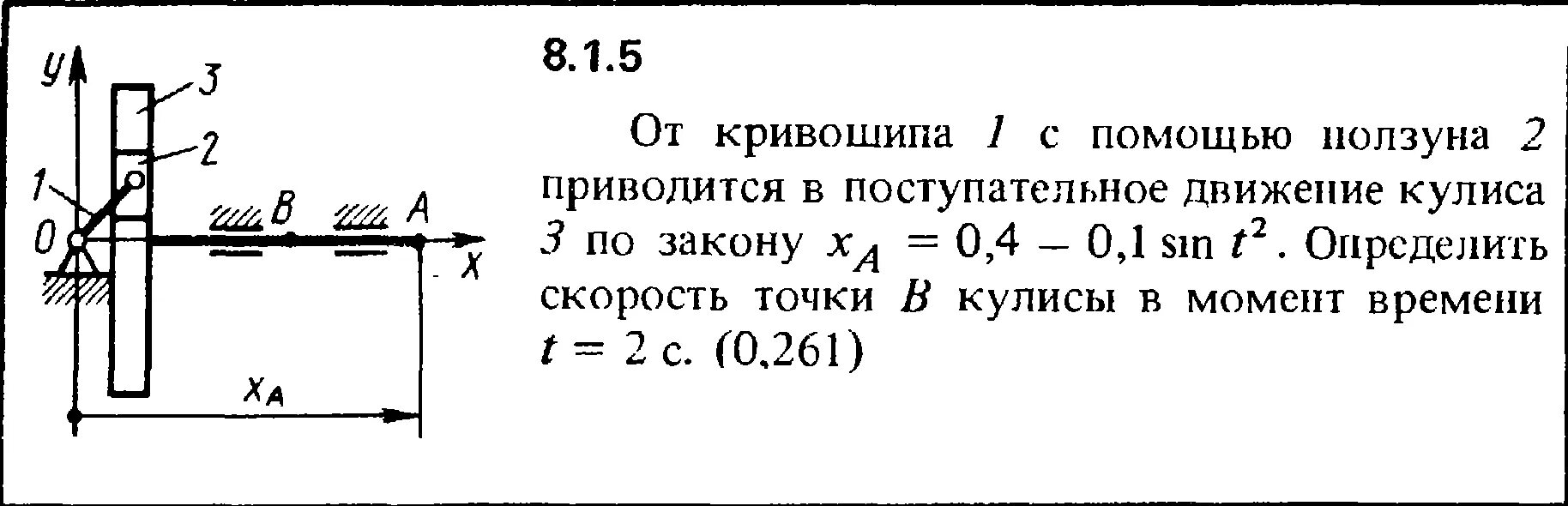 Задание 8 no 36. Кепе задача 8.1.11. Поступательное движение ползуна. Решение задачи 2.1.13 из сборника Кепе о.е. 1989 года. Задание 8 №311463.