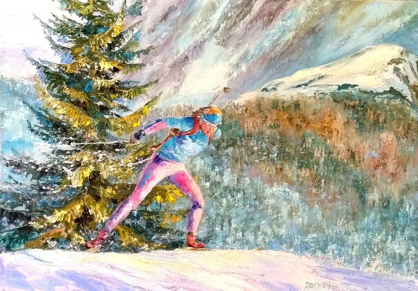 Картина лыжники. Лыжники живопись. Зимний спорт в живописи. Картины с лыжниками маслом. Зимние виды спорта живопись.