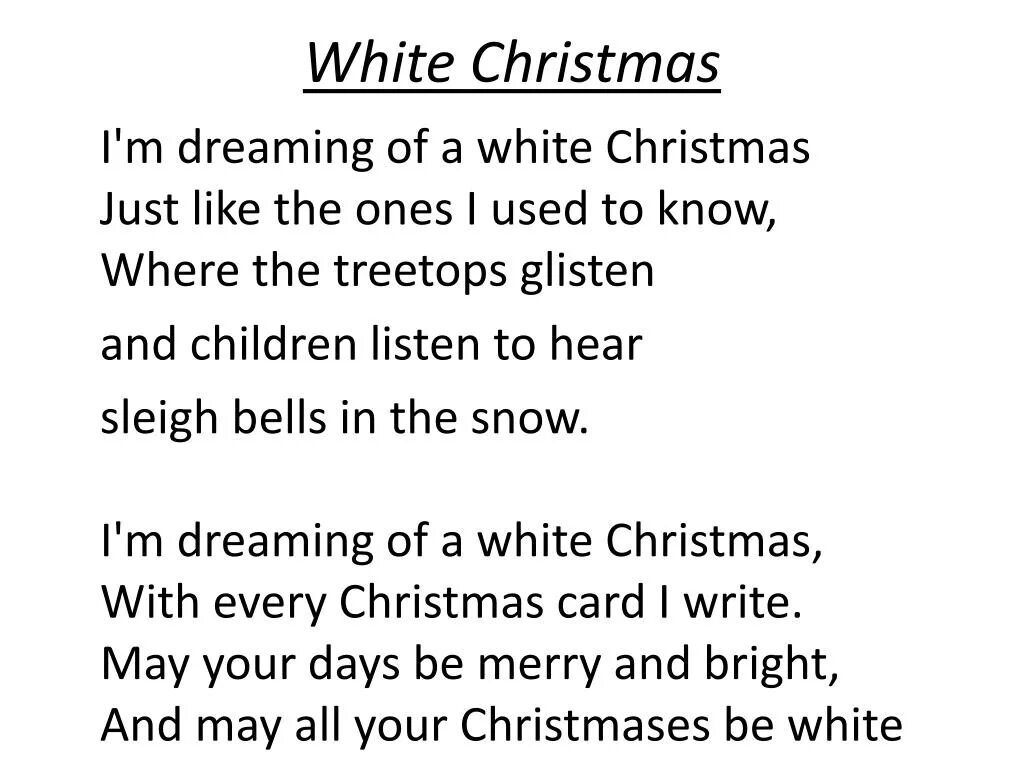 White Christmas текст. I'M Dreaming of a White Christmas текст. Песня White Christmas текст. White Christmas текст на английском. Белое рождество песня