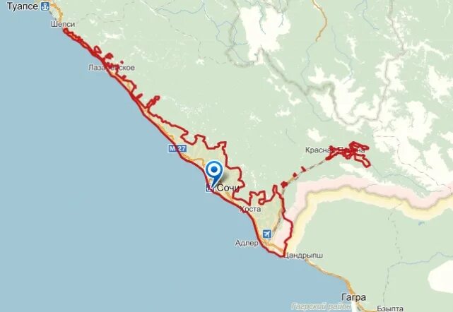 Границы города Сочи. Границы Сочи на карте. Туапсе и Лазаревское на карте. Границы города Сочи на карте.