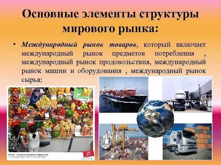 Основные международные рынки