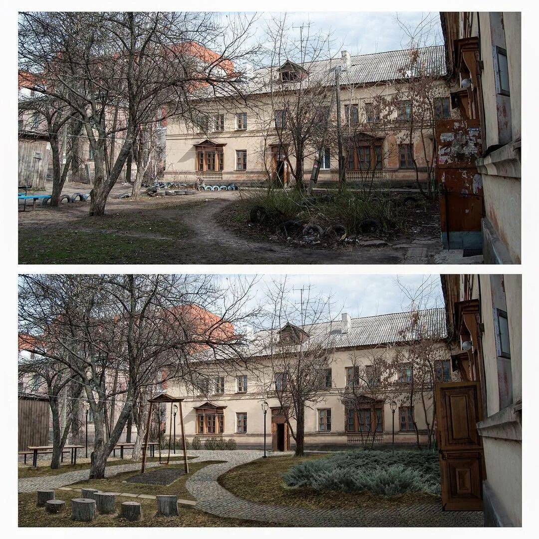 Старое на новое 5. Старое и новое. Фото воронежских дворов. Как могли бы выглядеть российские деревни.