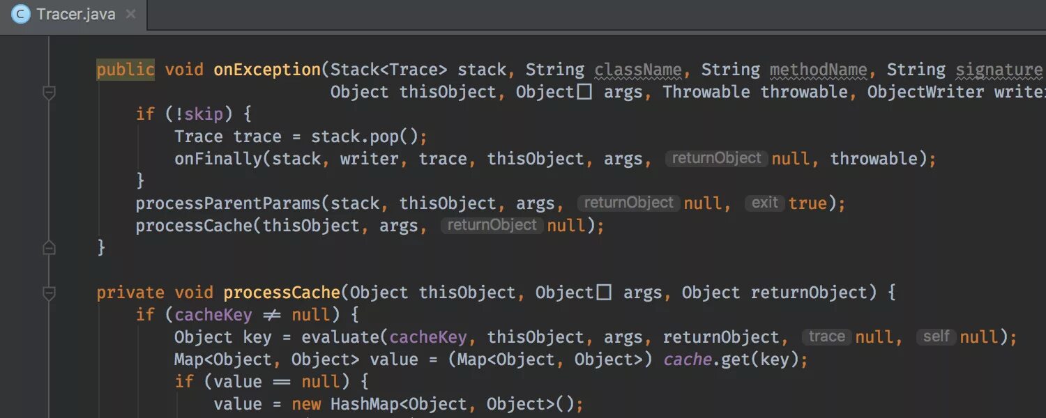 Cache object script. [NUML. Java trace