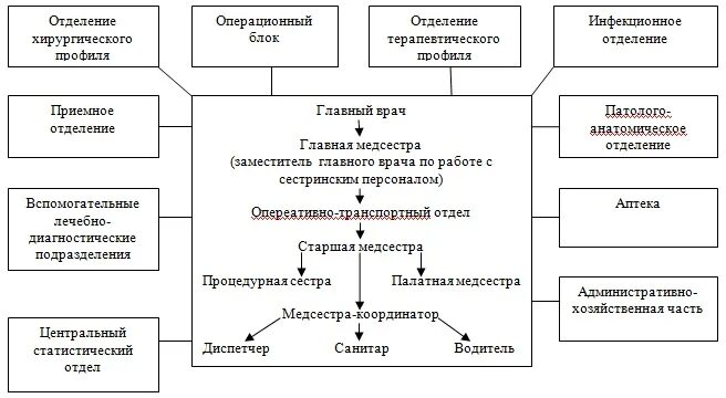 Организация работы главной медицинской. Схема отделения хирургического отделения. Схема лечебного отделения стационара. Структура приемного отделения больницы схема. Устройство ЛПУ схема.