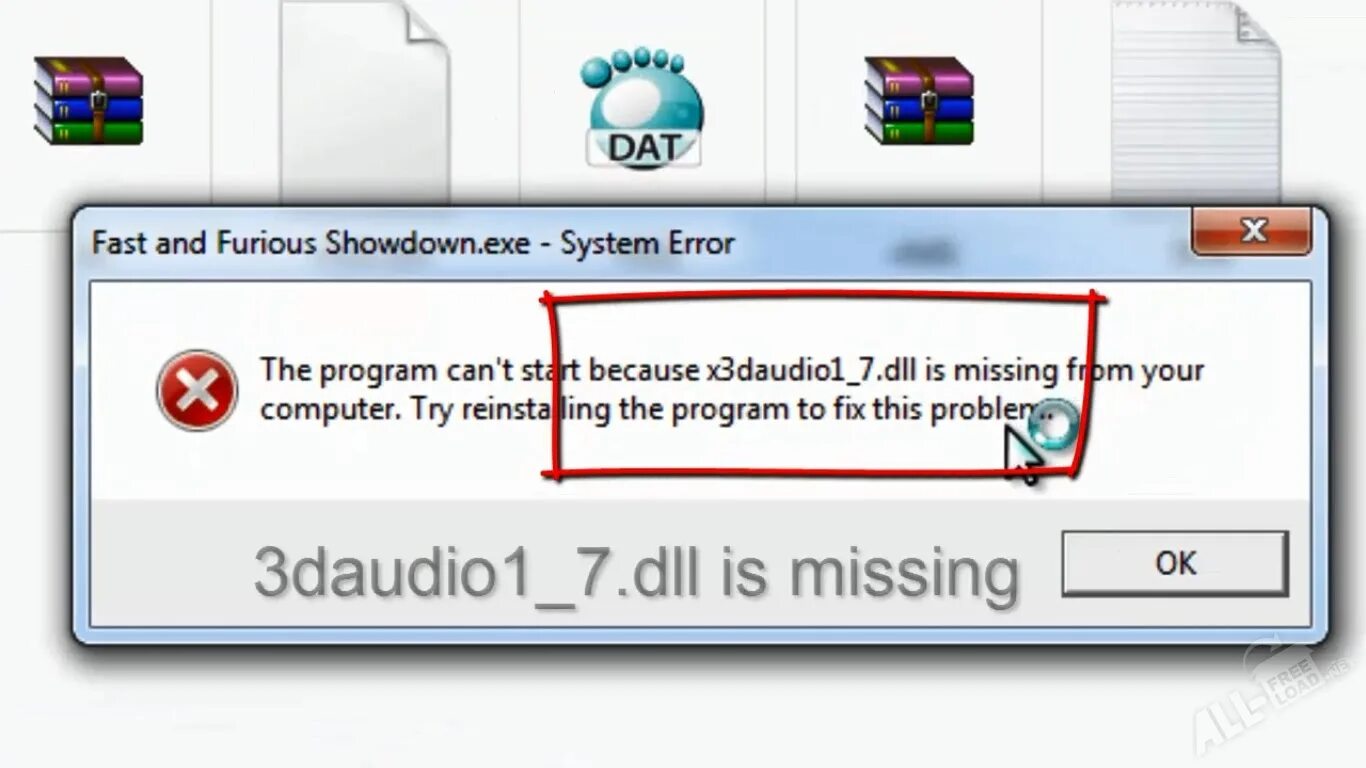 Программа не обнаружила x3daudio. X3daudio1 7 dll что за ошибка. Система +не обнаружила x3daudio1 7 dll. Ошибка x3daudio1 7 dll. Ошибка x3daudio1 7 dll.