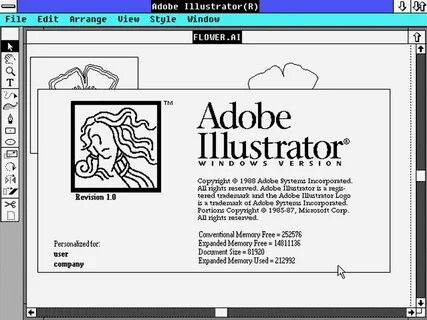 Интерфейс первой версии Adobe Illustrator Изображение: Adobe.