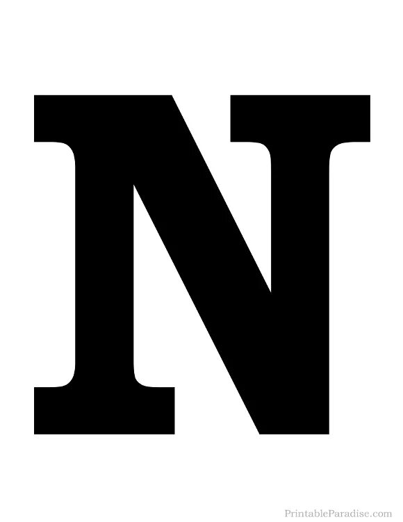 N. Буква n. Английская буква n. Большая буква n. Буквы алфавита для распечатки черные.