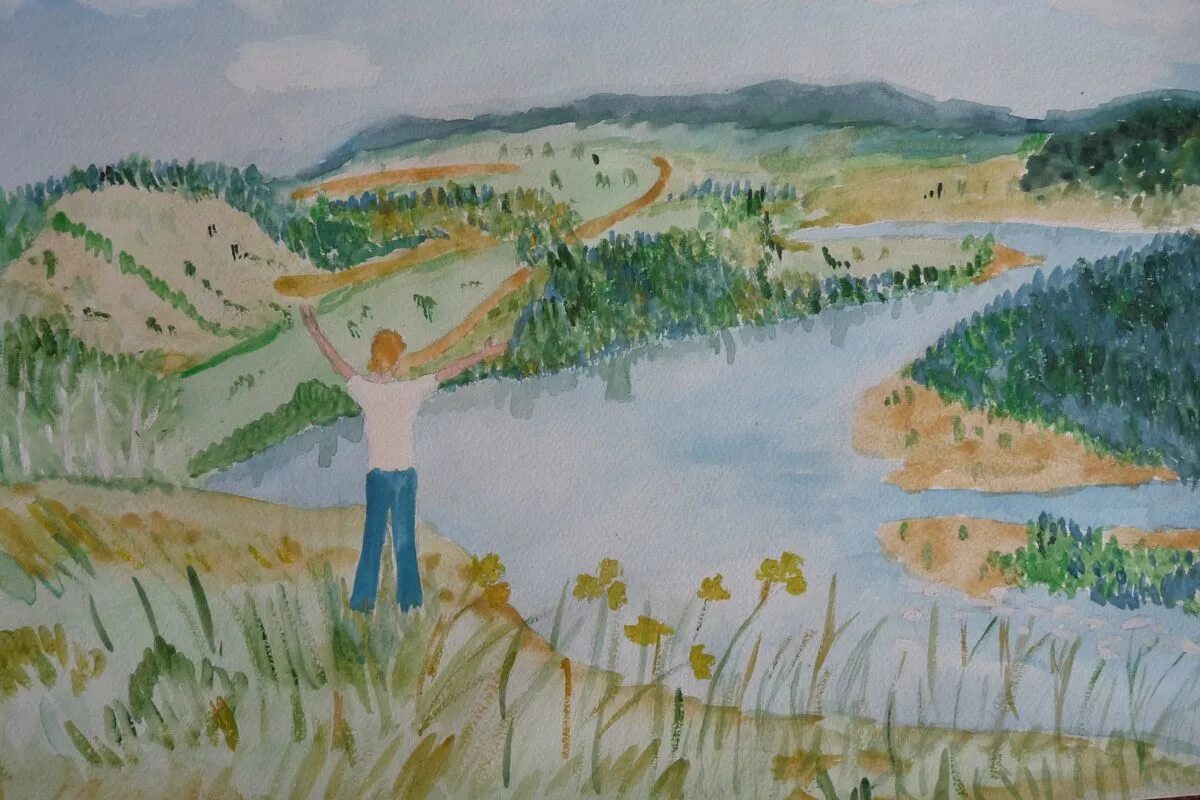 рисунок на тему родной край. красота родного края. рисунок на тему природа. пейзаж детский рисунок. рисование на природе.