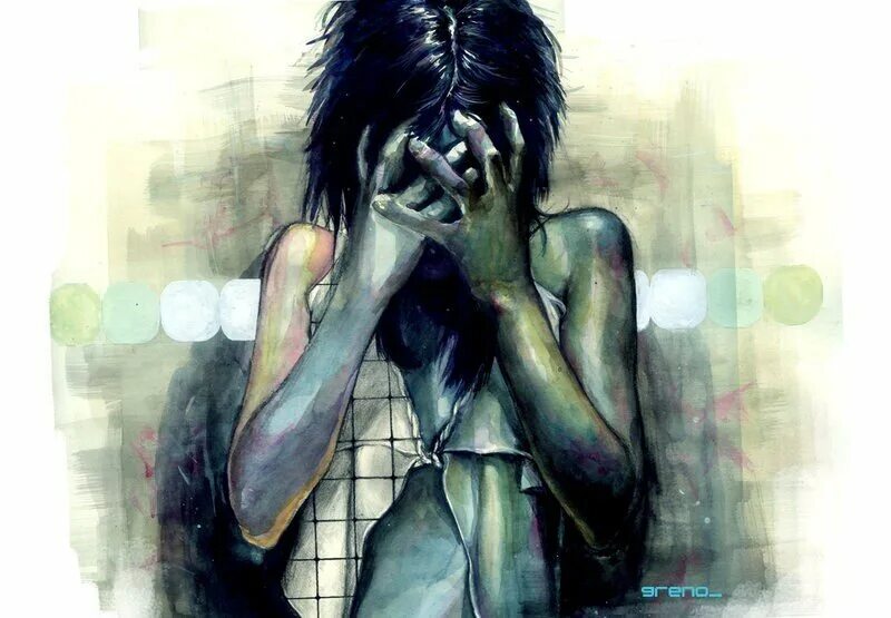 На рисунке изображен человек страдающий заболеванием. Девушка в отчаянии. Страдающий человек арт.
