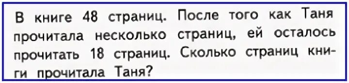 После читать 1 страница. В книге 48 страниц. В книге 48 страниц Таня прочитала. В книге 48 страниц Таня прочитала 30. После того как Таня прочитала 30 страниц.