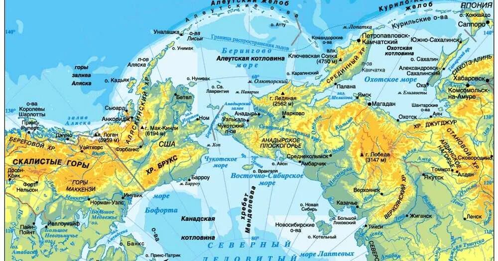 Заливы и проливы Северного Ледовитого океана. Берингов пролив на карте океанов. Чукотское море на карте полушарий. Море заливы проливы северного ледовитого океана