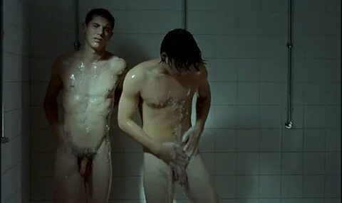 Film in multiple nude scene shower.