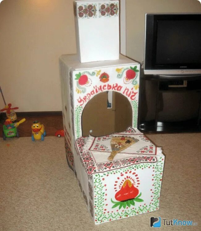 Русская печь из коробок. Русская печь из коробок. Русская печь из картона. Русская печь из картона. Печка сделать из коробки.