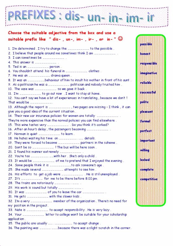 Prefixes in English Worksheets. Negative prefixes in English exercises. Prefixes un in im Worksheets. Un dis in prefixes Worksheet. Prefixes of adjectives