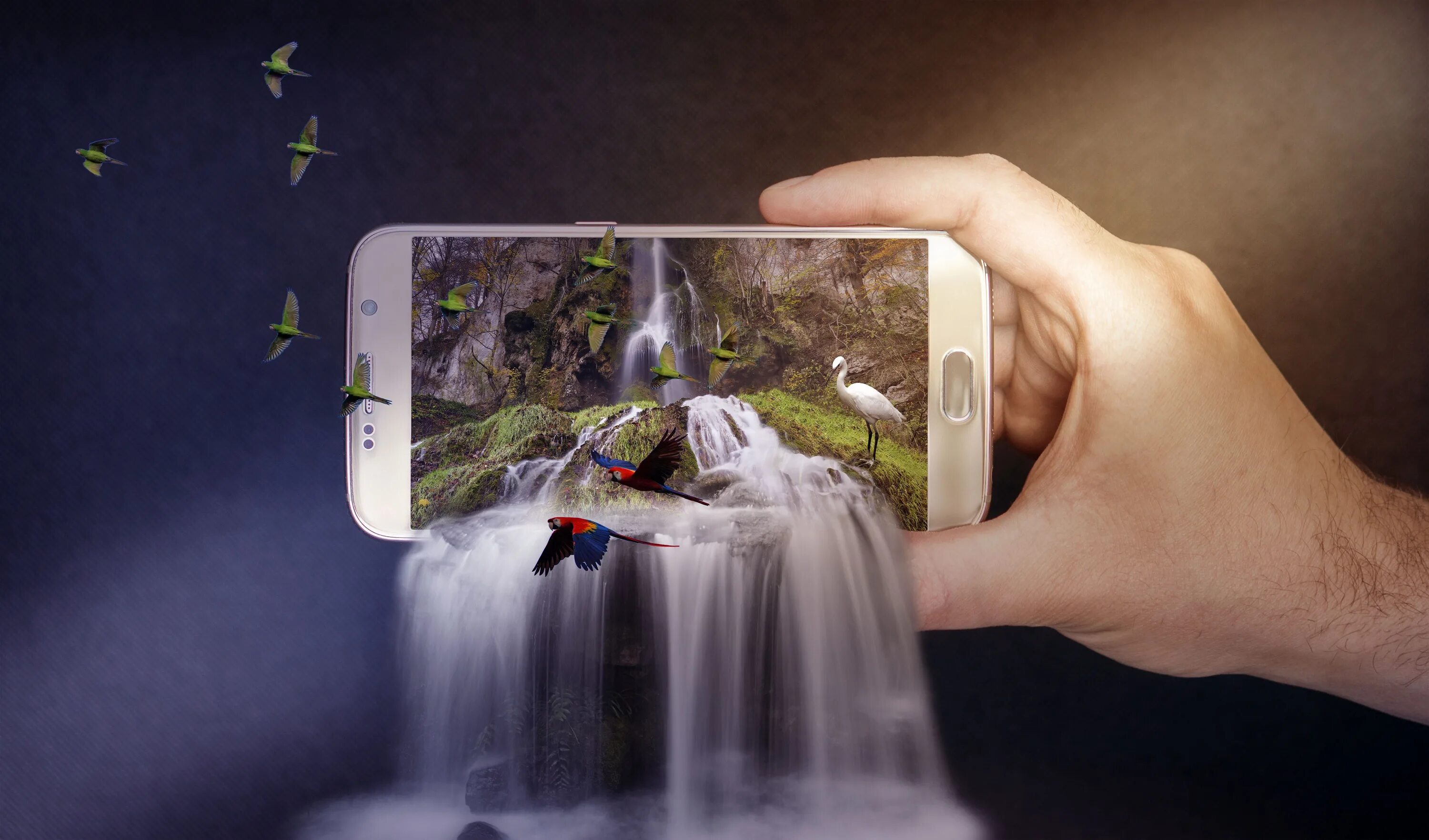 Смартфон коллаж. Природа на смартфон. дополненная реальность экология. март природа фон. смартфон.