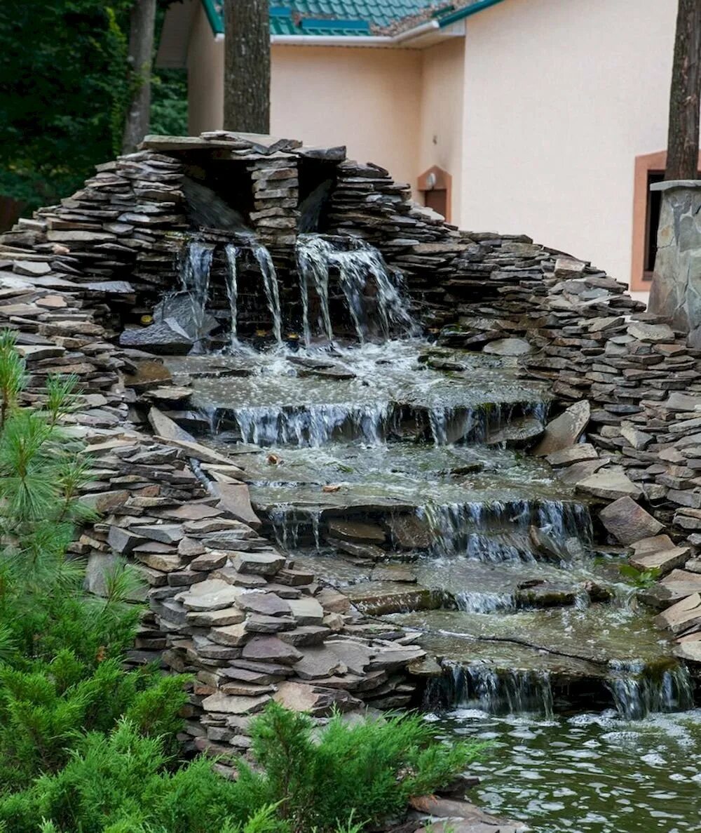 Каскад искусственный водопад. Грот пруд плитняк. Постройка декорат водопада Каскад. Каскад из плитняка. Водопад по другому