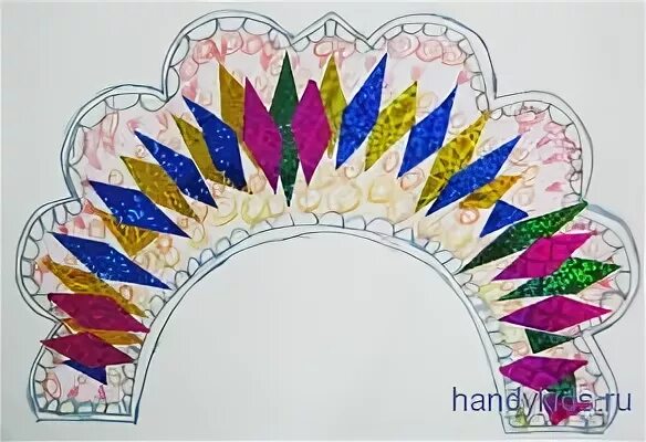 украшение кокошника в детском саду. аппликация кокошник в подготовительной группе.