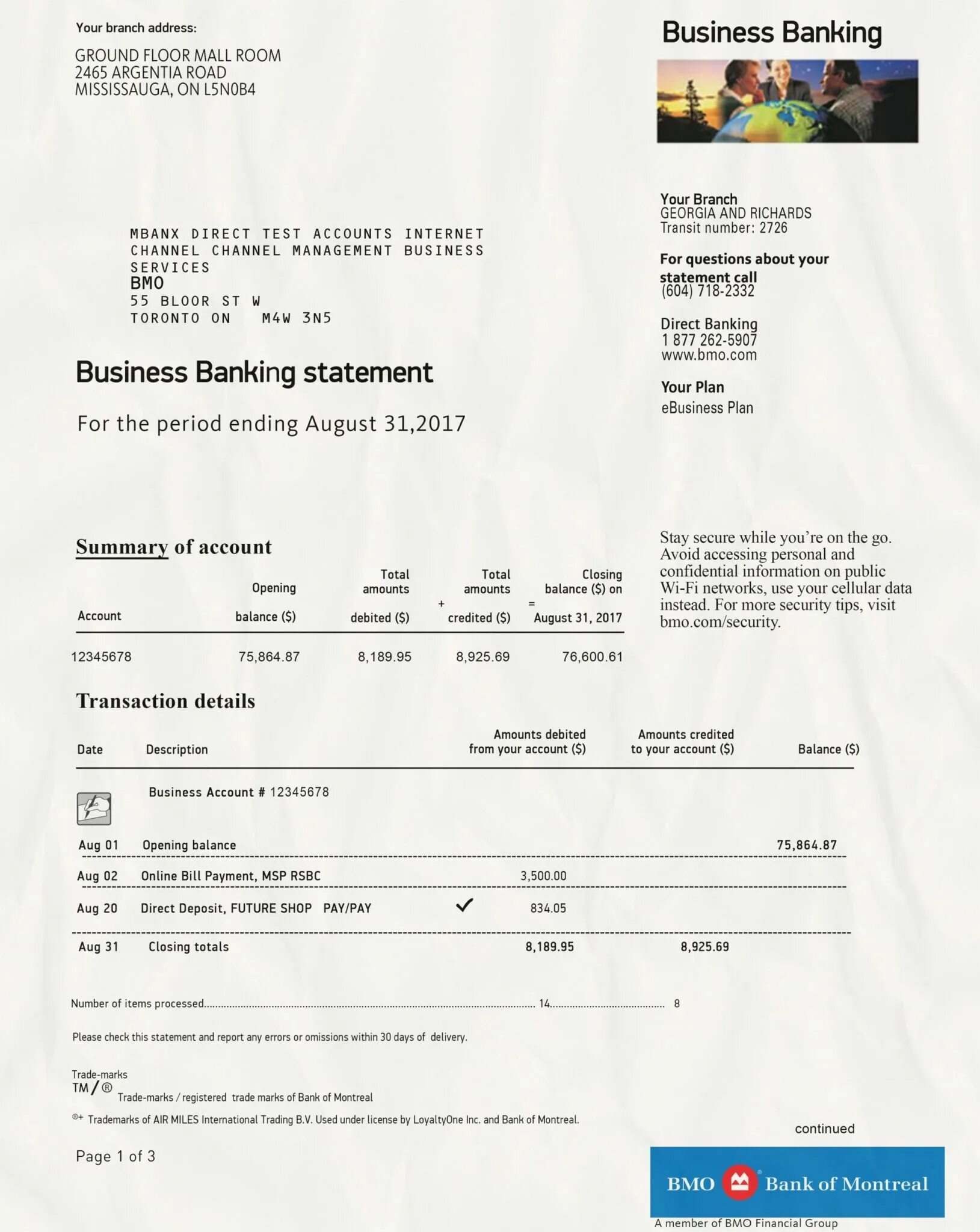 Bank Statement Template. Bank Statement pdf. Bank Statement USA. Citibank Bank Statement.