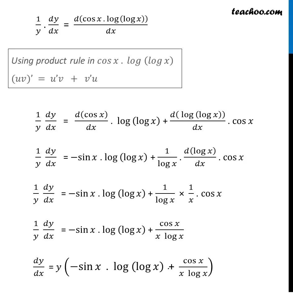 Log х log y. Log cosx. log2cos x. use logarithmic differentiation to find dy dx.