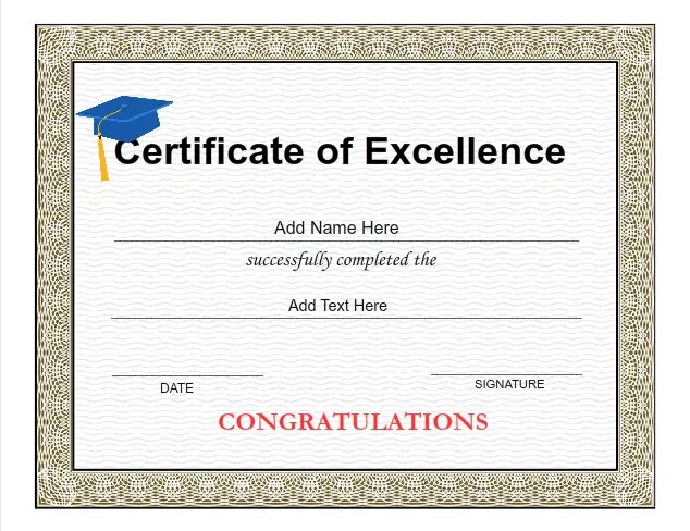 Made certificate. Certificate of Excellence. Make Certificate. Certificate of Excellence 11x14.