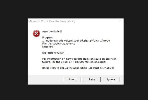 Microsoft visual c runtime assertion failed