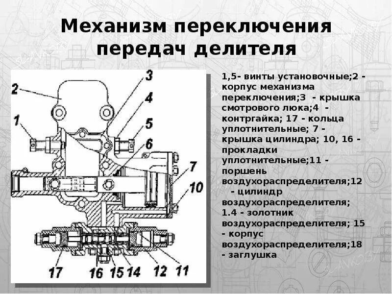 Механизм управления переключения делителя КАМАЗ 5320. Переключатель делителя КАМАЗ 5320 на коробке. Механизм переключения делителя КАМАЗ евро схема. Механизм переключения передач КАМАЗ 5320 делитель. Кпп камаз переключение делитель