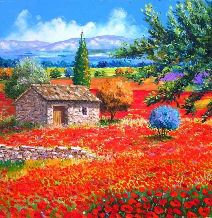 Painted landscape. Жан Марк Жаньячик. Жан Марк Жаньячик картины. Французский художник-Импрессионист Jean-Marc Janiaczyk. Художник Жан-Марк Жаньячик, Франция.