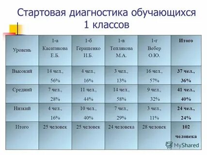 Стартовая диагностика представляет собой