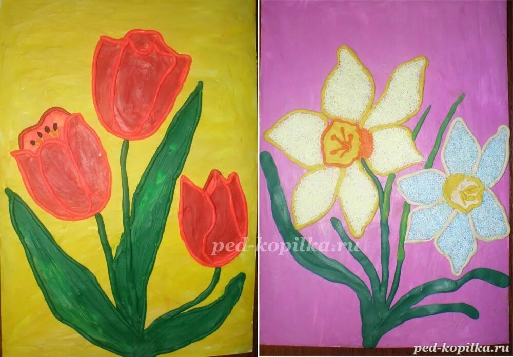 Пластилинография весенние цветы. Рисование весенние цветы для детей. Рисование цветы для мамы. Изо первые цветы.