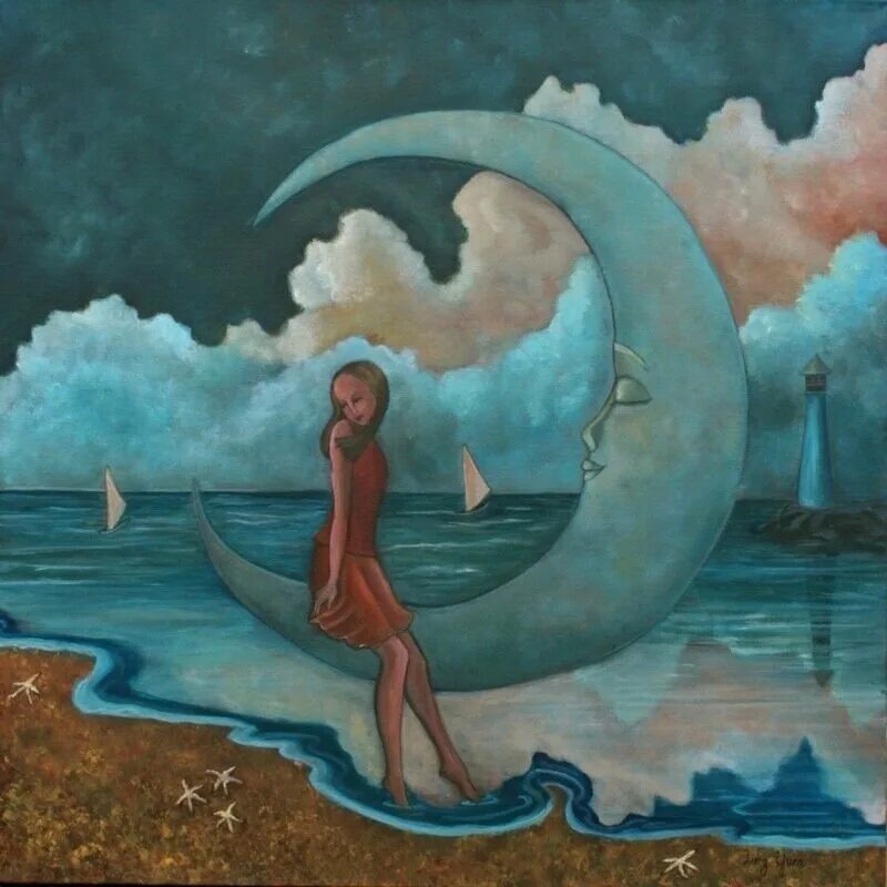 Техника лунный сон. Лунные грезы. Спокойной ночи сюрреализм. Эпоха лунных мечтаний. Солнце и Луна любовь.
