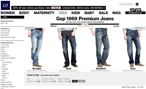Размерная сетка gap