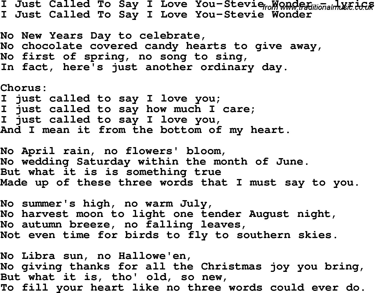 I just Called to say i Love you текст. Stevie Wonder i just Called to say i Love you текст. Песня i just Called to say i Love you. I just Called to say текст песни. Песня ай лов соу