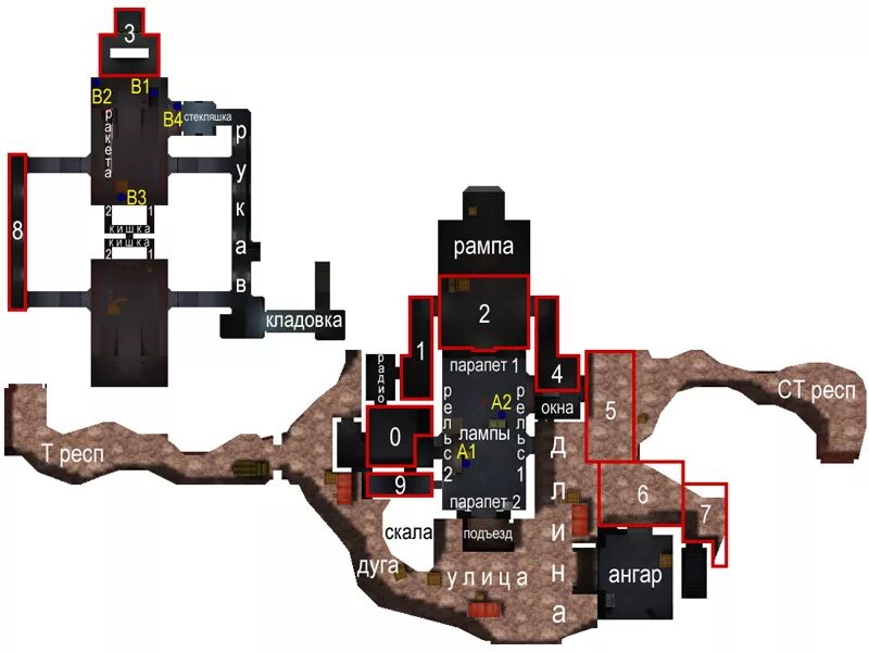 Карта 5 1 6. Карта де нюк КС 1.6. Карта нюк КС 1.6 обозначения. De Nuke CS 1.6 схема. Карта de Nuke CS go.