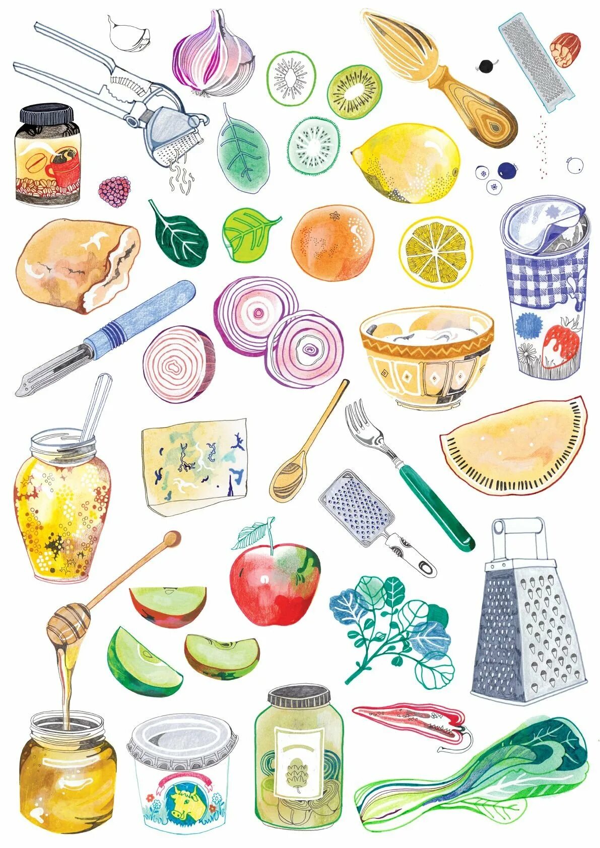 Продукты рисунок. Нарисованные продукты. Кулинарные иллюстрации. Продукты иллюстрация. Рисование полезные продукты.