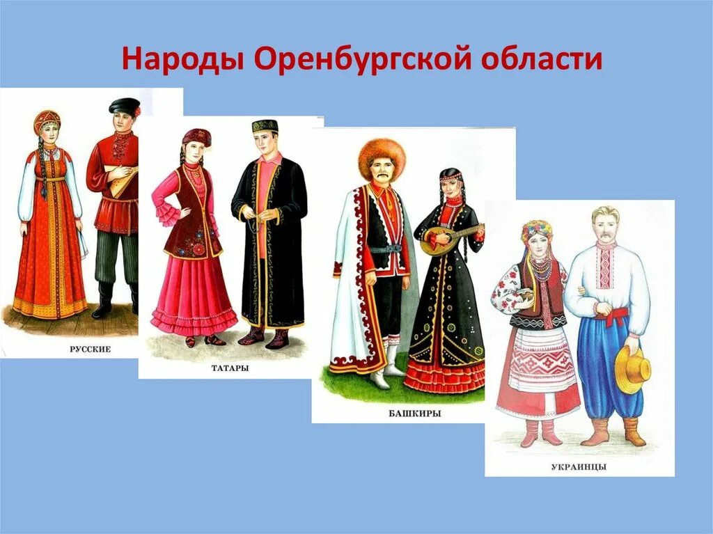 Какой народ считается коренным народом оренбургского. Костюмы народов. Народы Оренбургской области. Национальная одежда народов. Костюмы разных народов России.