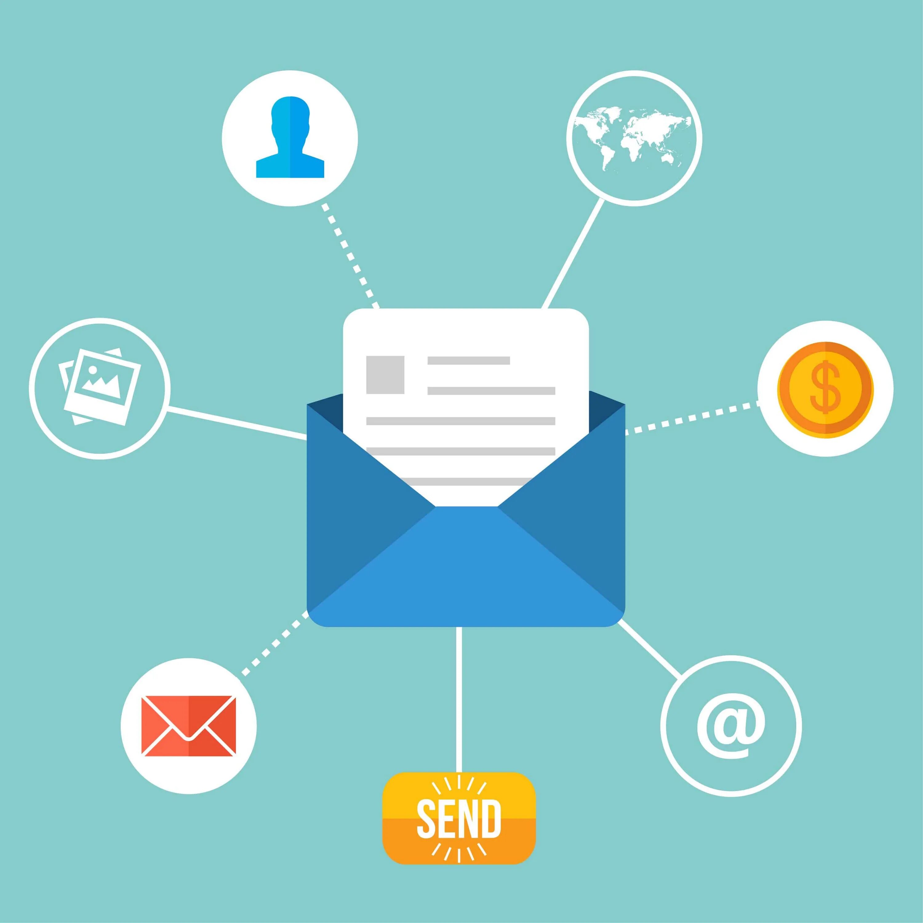 Фон для инфографики. Электронная рассылка. Рассылка по почте. Email маркетинг. Информационный фон.