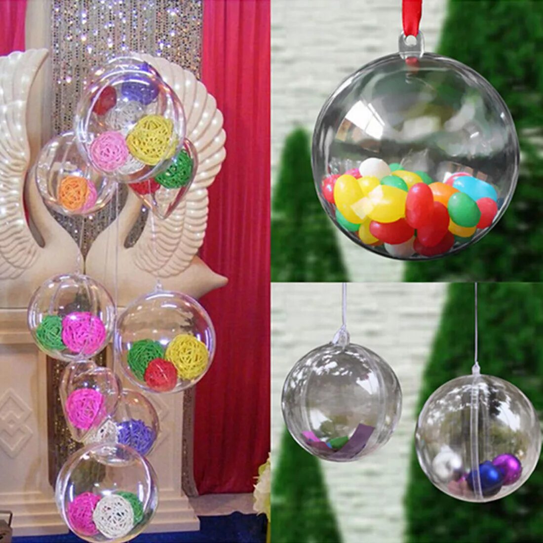 Заполненный шар. Прозрачные шары для декора. Украшение пластмассового шара. Декор пластикового шара. Украшение прозрачного шара.