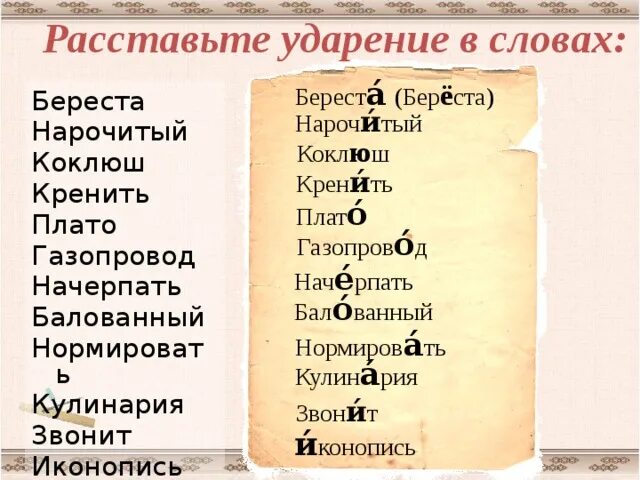 Расставьте ударение красивее. Береста ударение. Иконопись ударение. Берёста ударение. Бересте ударение.