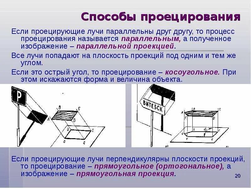 Плоскость проекции на детали