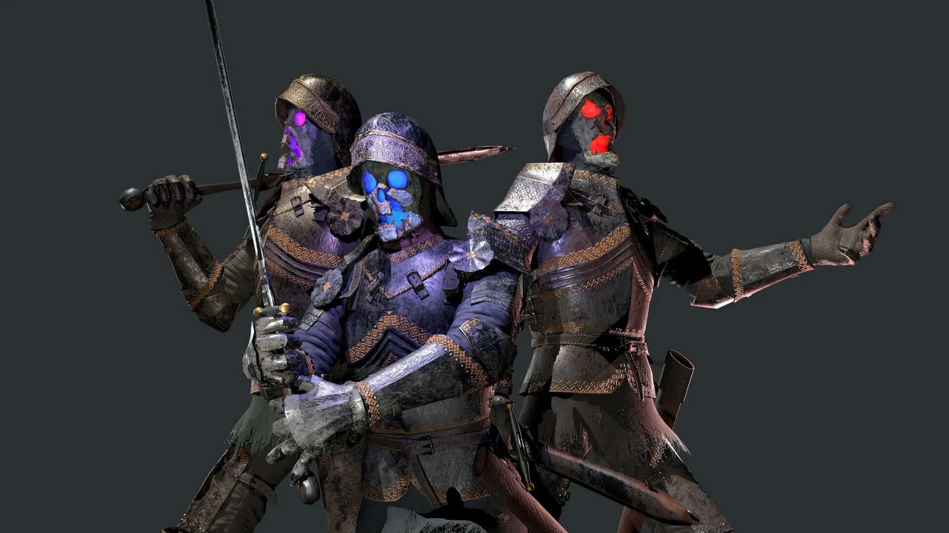 Knight characters. Medieval скелет. боевые пилигримы и скелет рыцаря. undead knights 3d. skeleton knight fight.