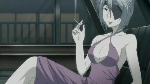 The anime character Takami Sahashi is a adult with to neck length gray hair...