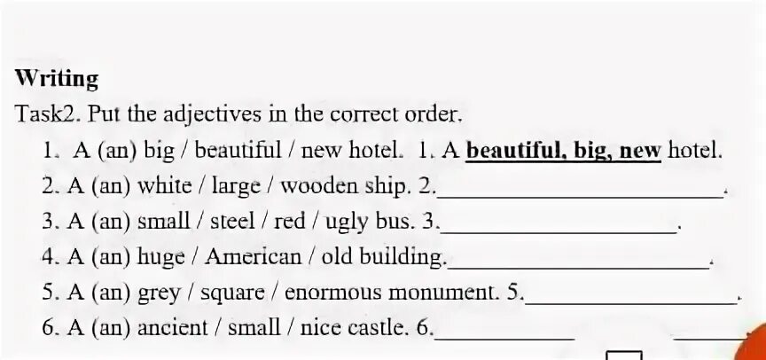 Put the adjectives the correct order