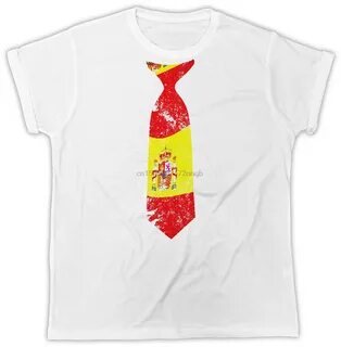 Spain Tie T Shirt Spanish Souvenir Country Fan Unisex T shirt Men Tees Bran...