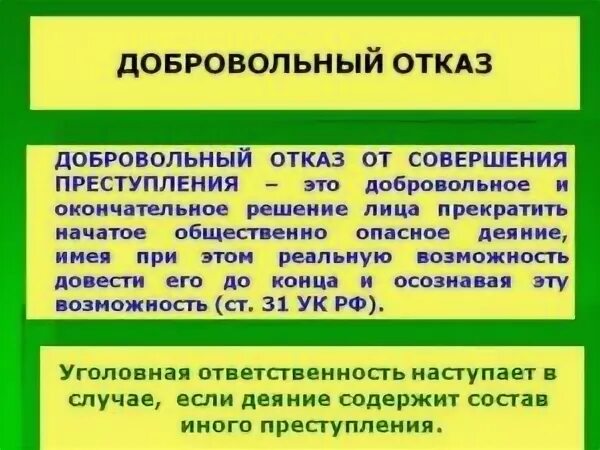 Добровольный отказ. Добровольный отказ преступлению. Добровольный отказ на стадии покушения